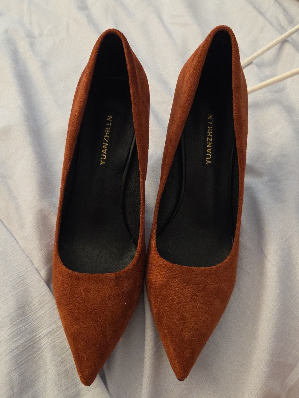 Women's Pointed Toe Suede Pumps in Brown